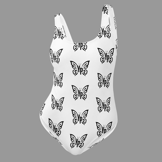 Butterfly Print One-Piece Swimsuit - White