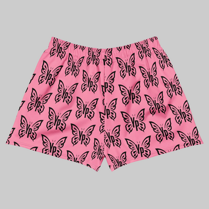 Butterfly Print Athletic Shorts - Pink