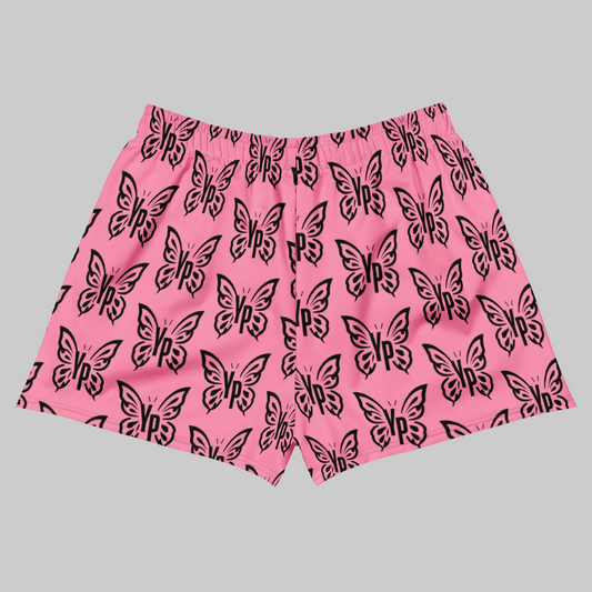 Butterfly Print Athletic Shorts - Pink