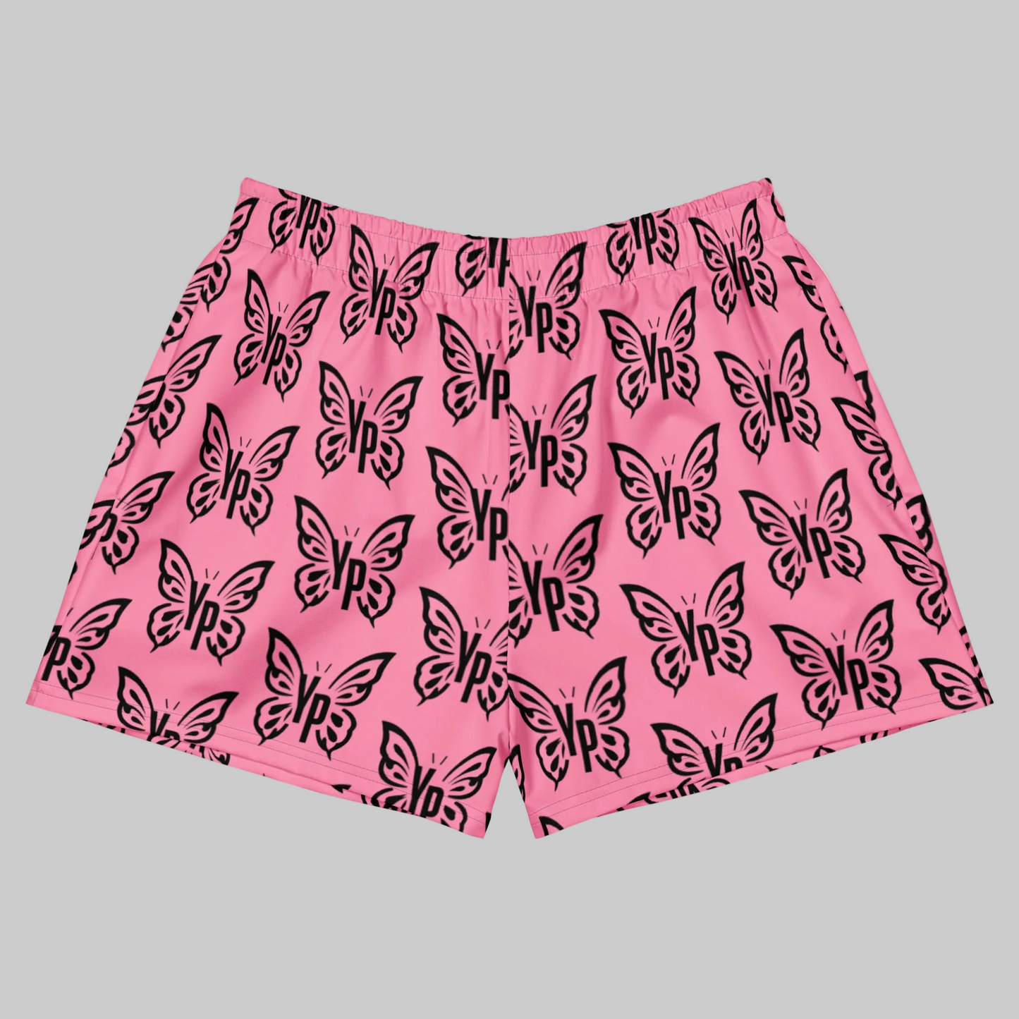 Butterfly Print Athletic Shorts - Pink